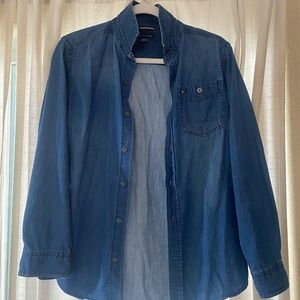 Tommy Hilfiger Women's Vintage Denim Button Up Jean Shirt Size L (16/18)